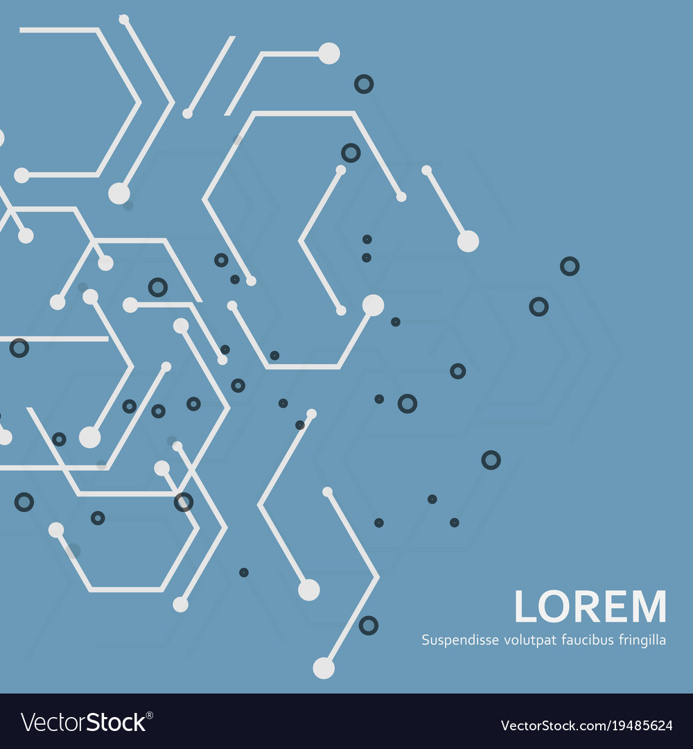 Technical background with hexagon line and dots