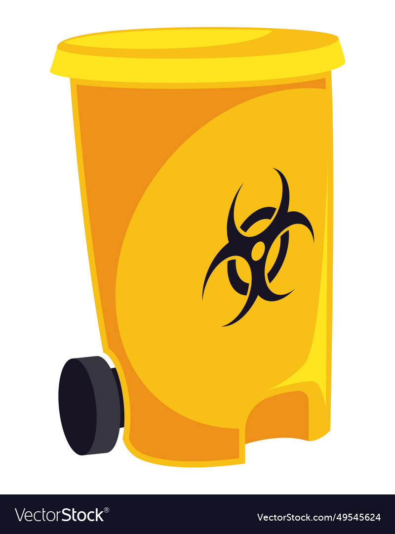 Toxic waste bin yellow with wheels