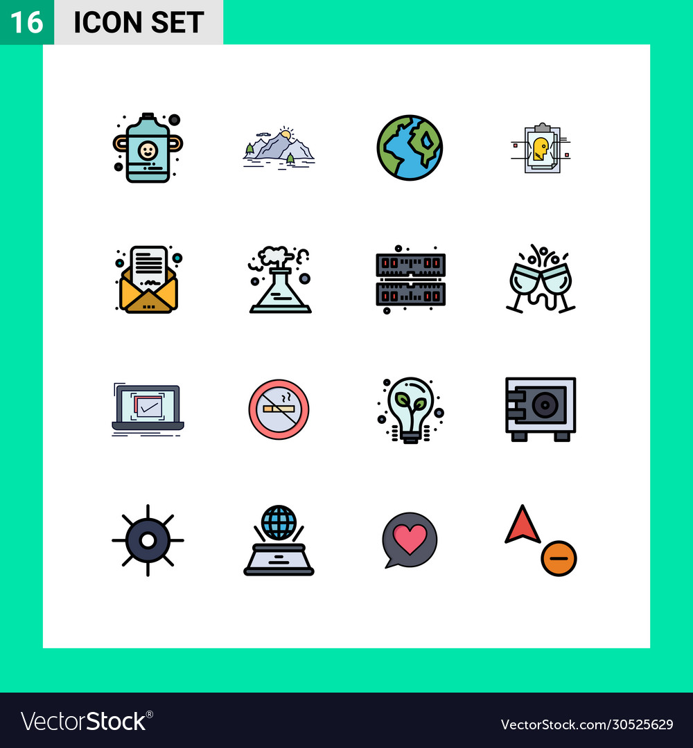 16 user interface flat color filled line pack