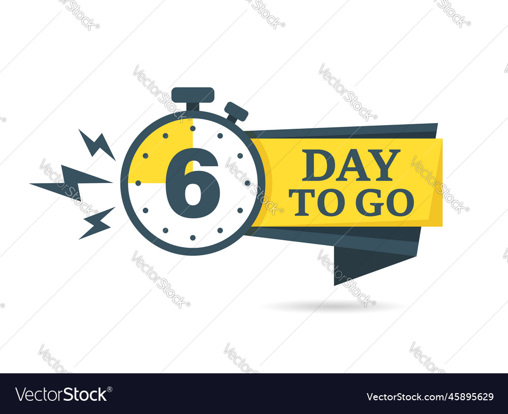 6 days left icon in flat style offer countdown Vector Image