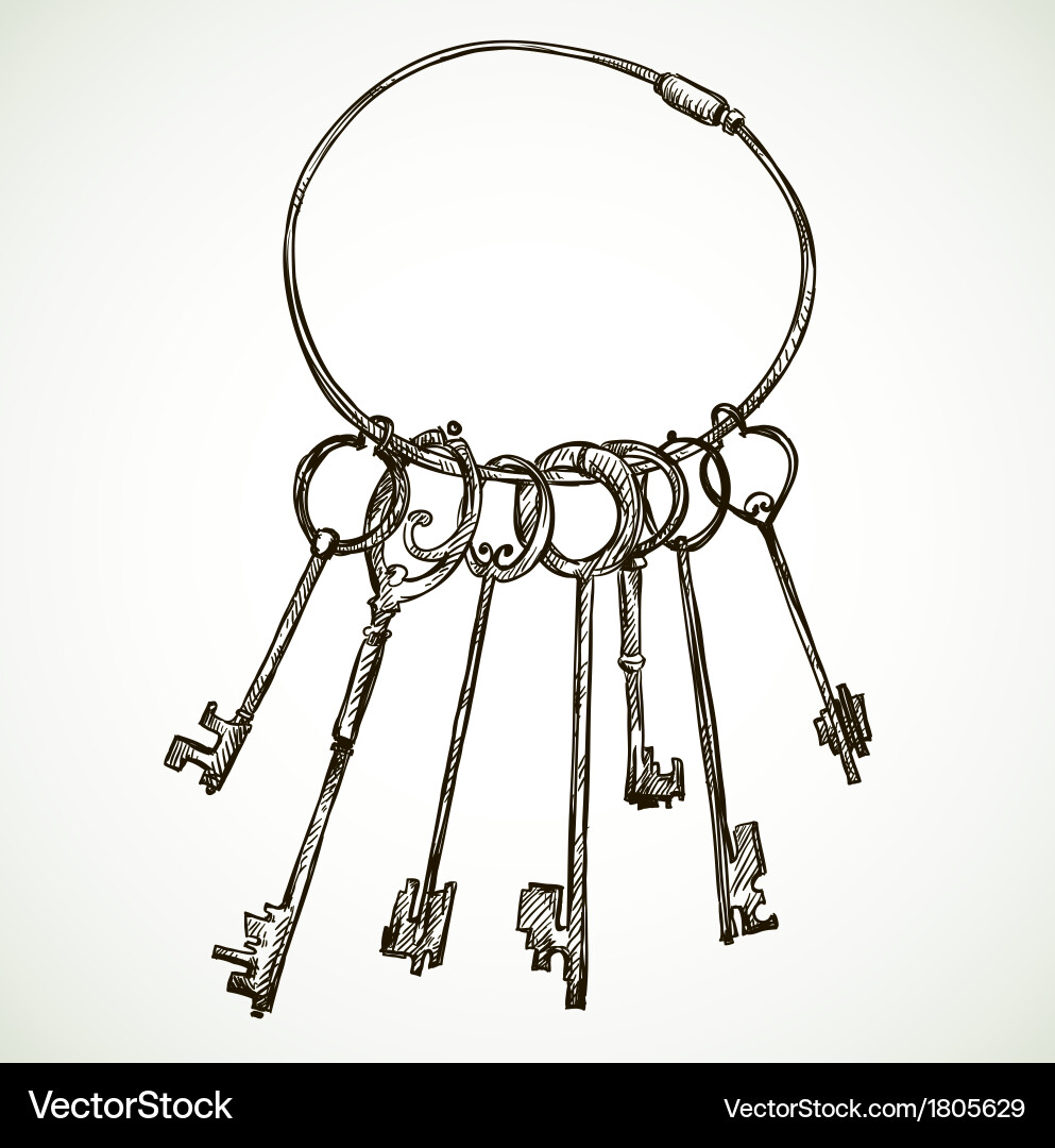 Bunch keys drawing Royalty Free Vector Image - VectorStock