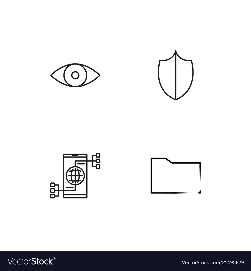 Cyber security linear icons set simple outline