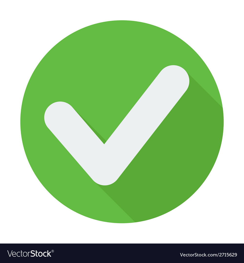 Flat Check Mark Icon with Shadow