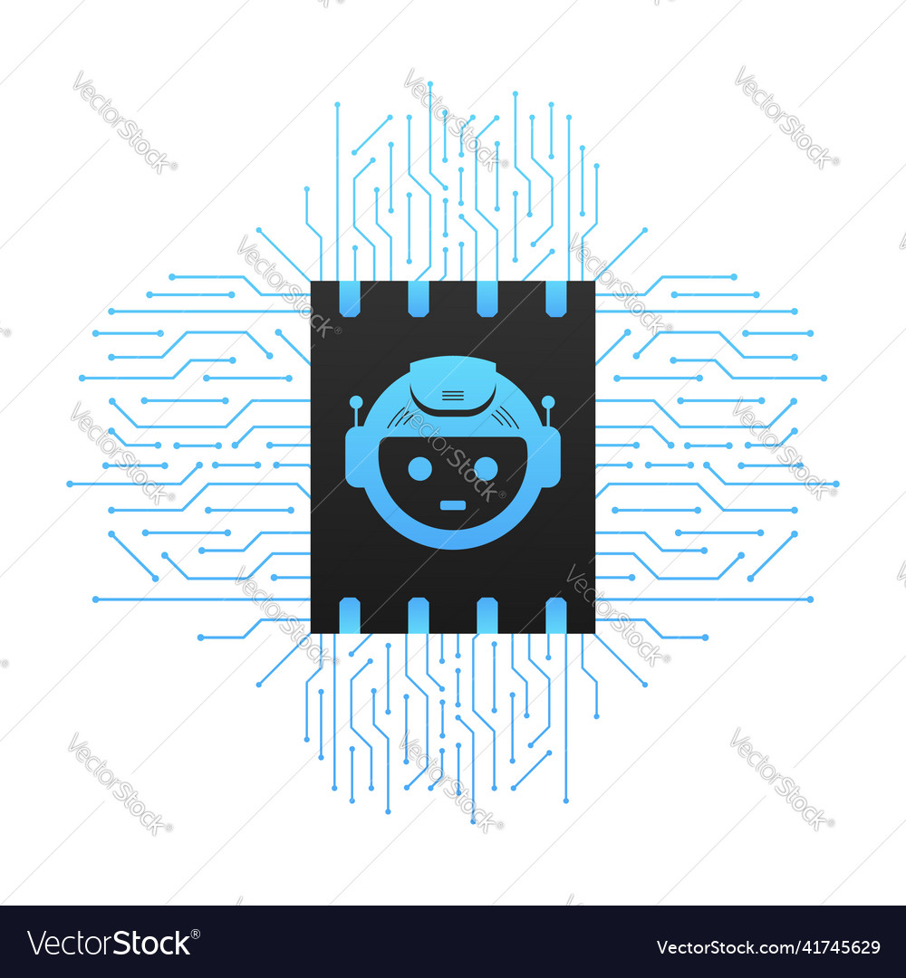 Flat with blue bot customer support vector image Flat with blue bot customer support