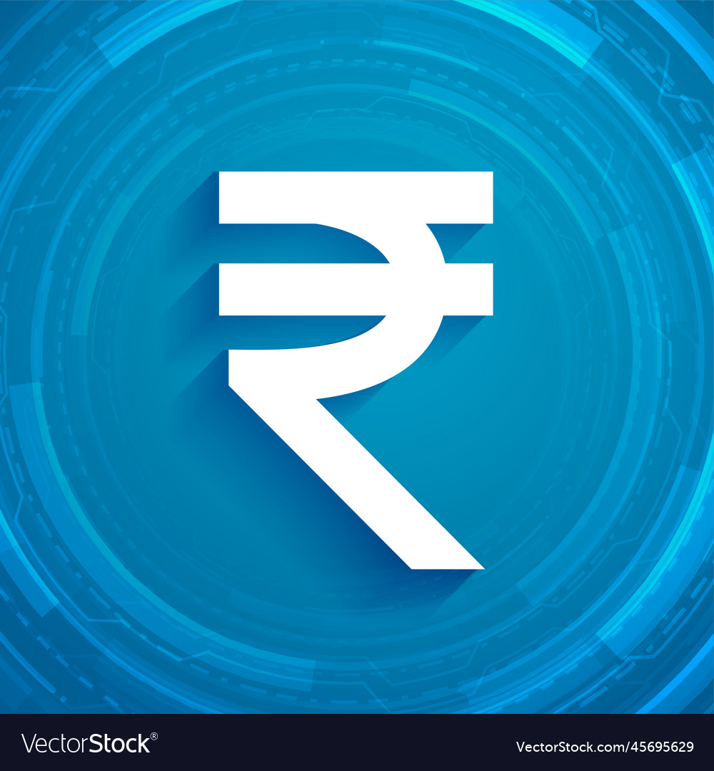 Indian digital rupee symbol on blue background Vector Image