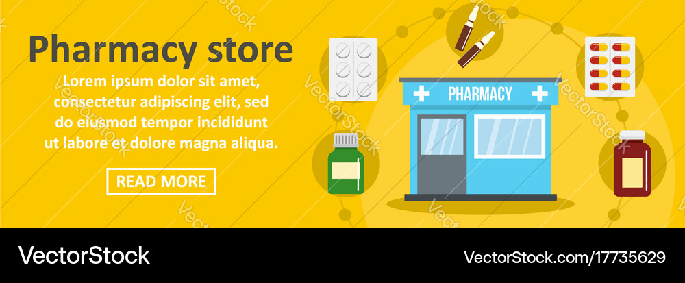Pharmacy Store Banner Horizontal Concept Vector Image