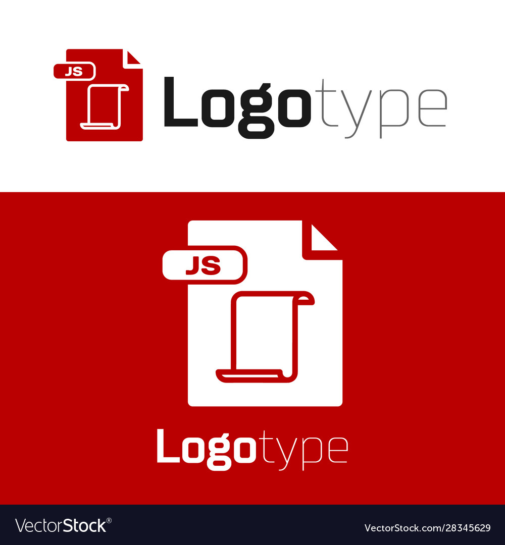 Red js file document download button icon vector image Red js file document download button icon