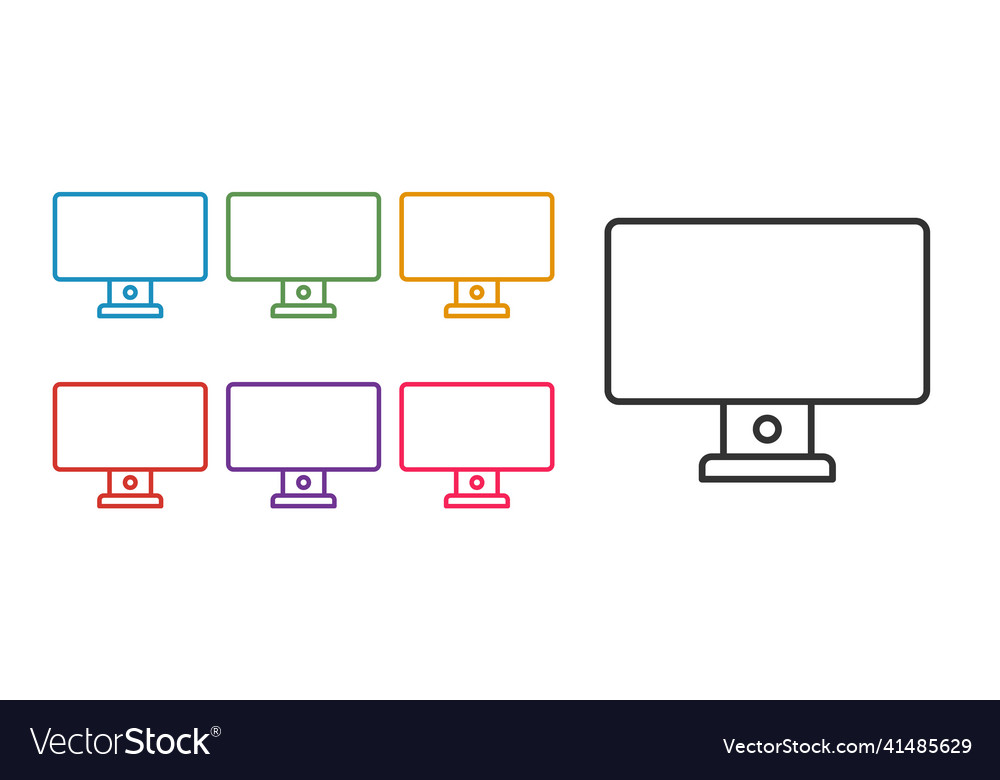 Set line computer monitor icon isolated on white