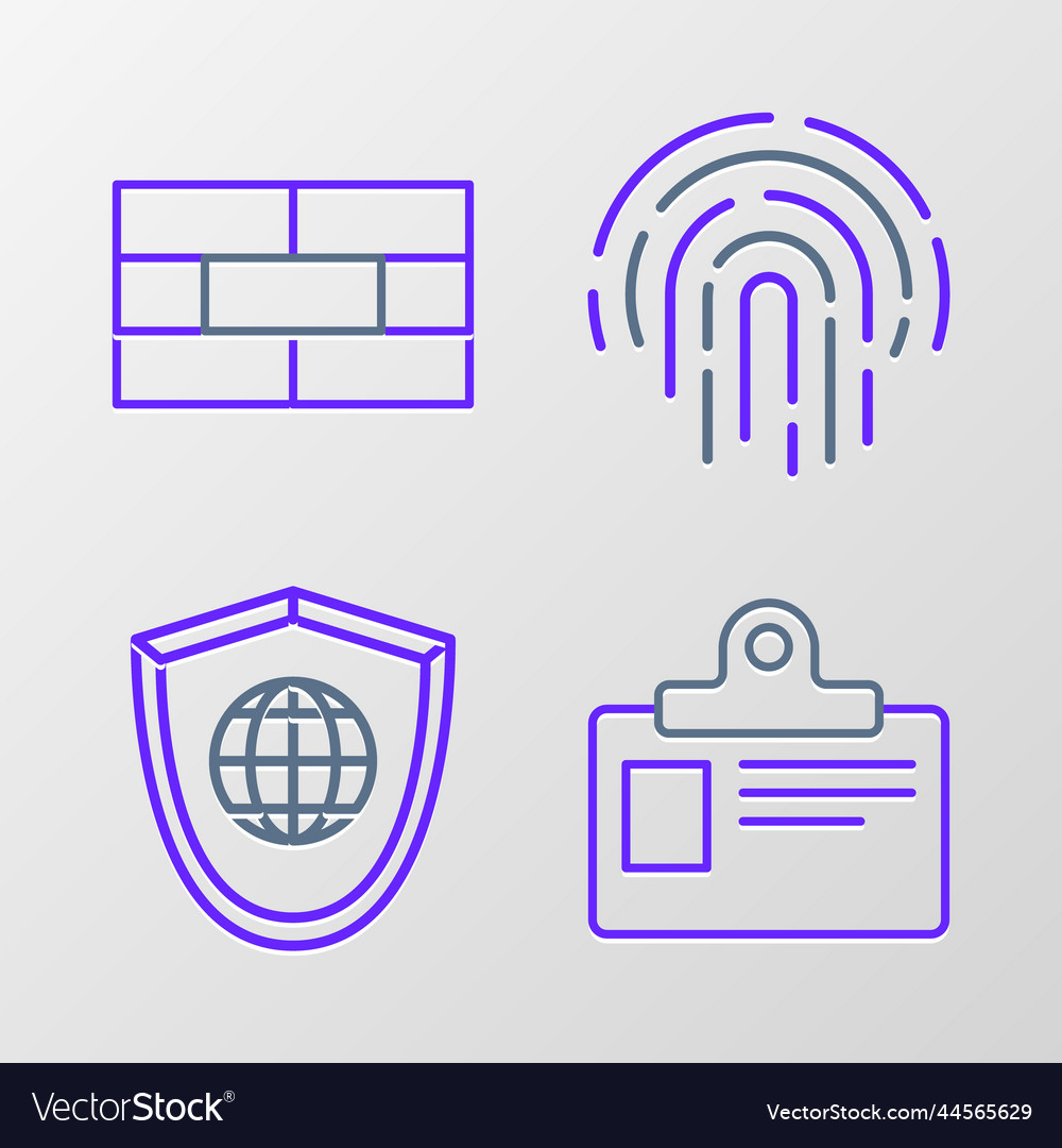Set line identification badge shield with world vector image Set line identification badge shield with world