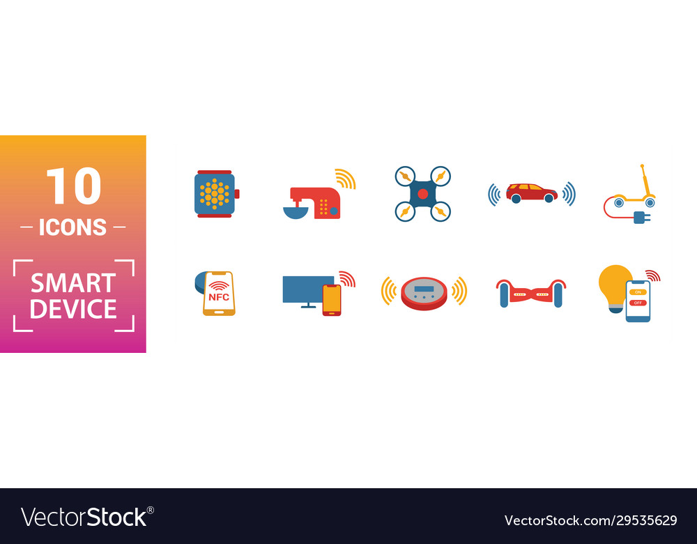 Smart devices icon set include creative elements