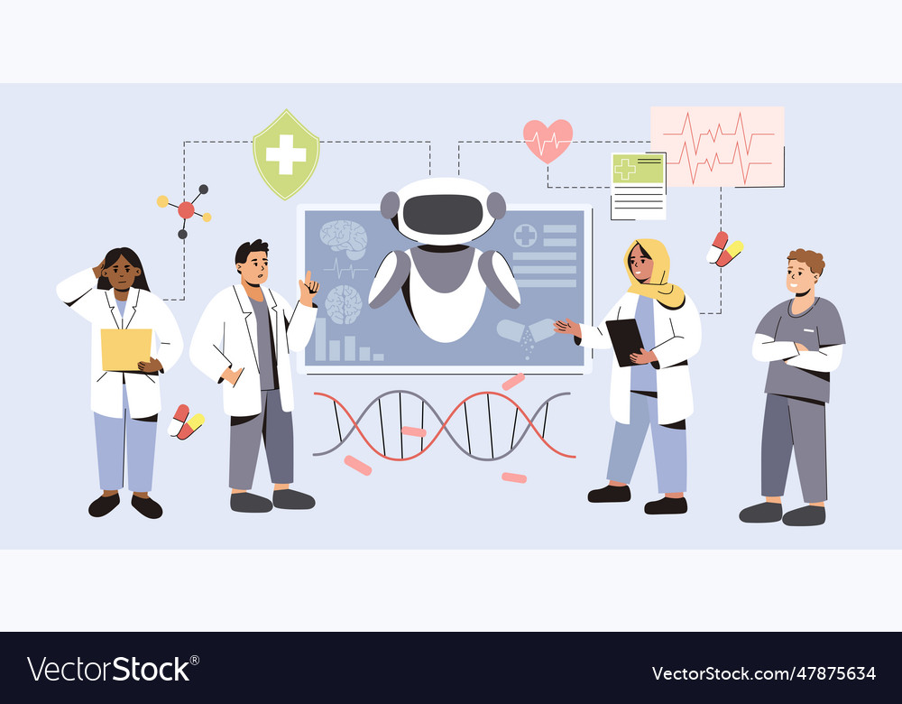 Artificial intelligence help in medical diagnosis vector image Artificial intelligence help in medical diagnosis