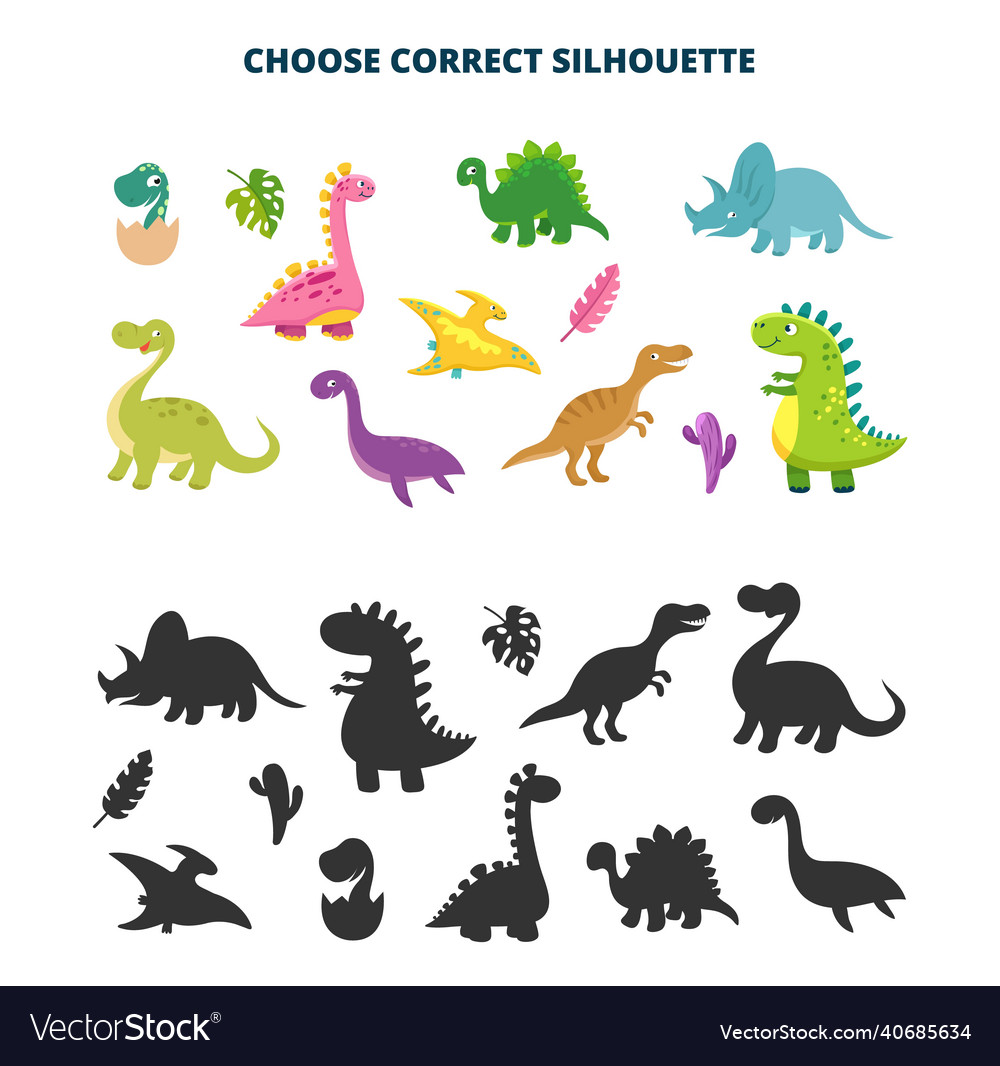 Children puzzle with dinosaur choose dino Vector Image