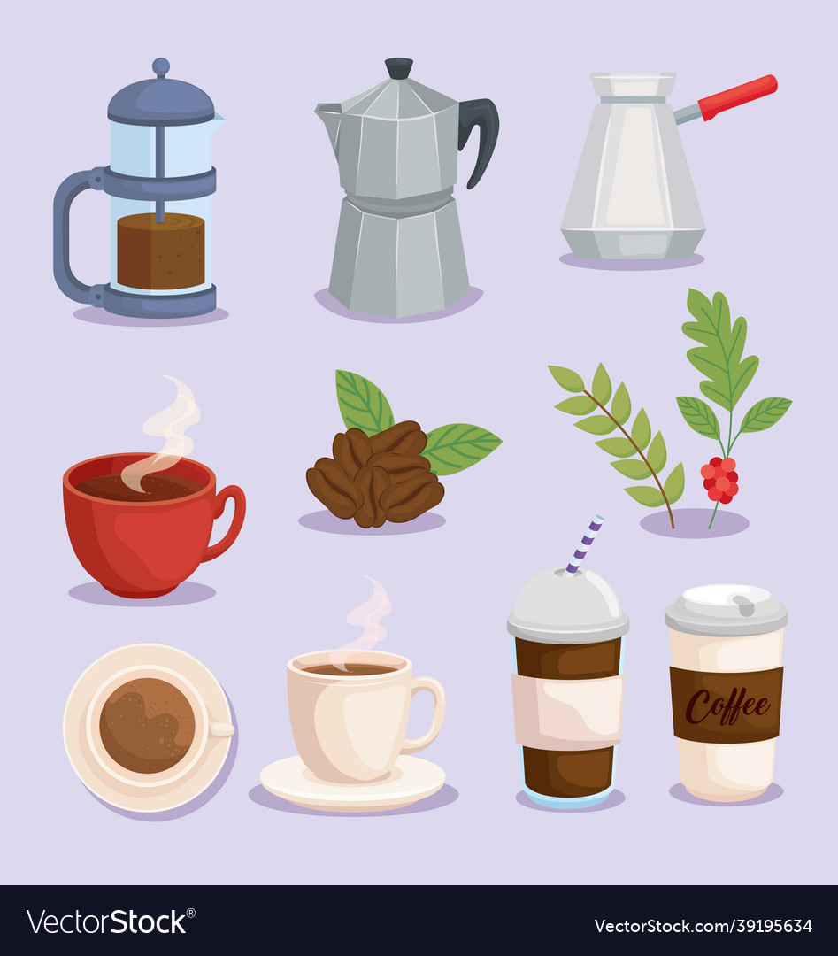 Coffee symbol set Royalty Free Vector Image - VectorStock