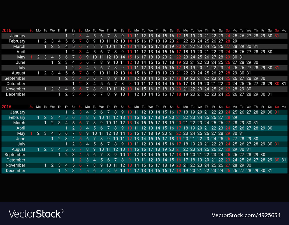 Creative line calendar 2016 Royalty Free Vector Image