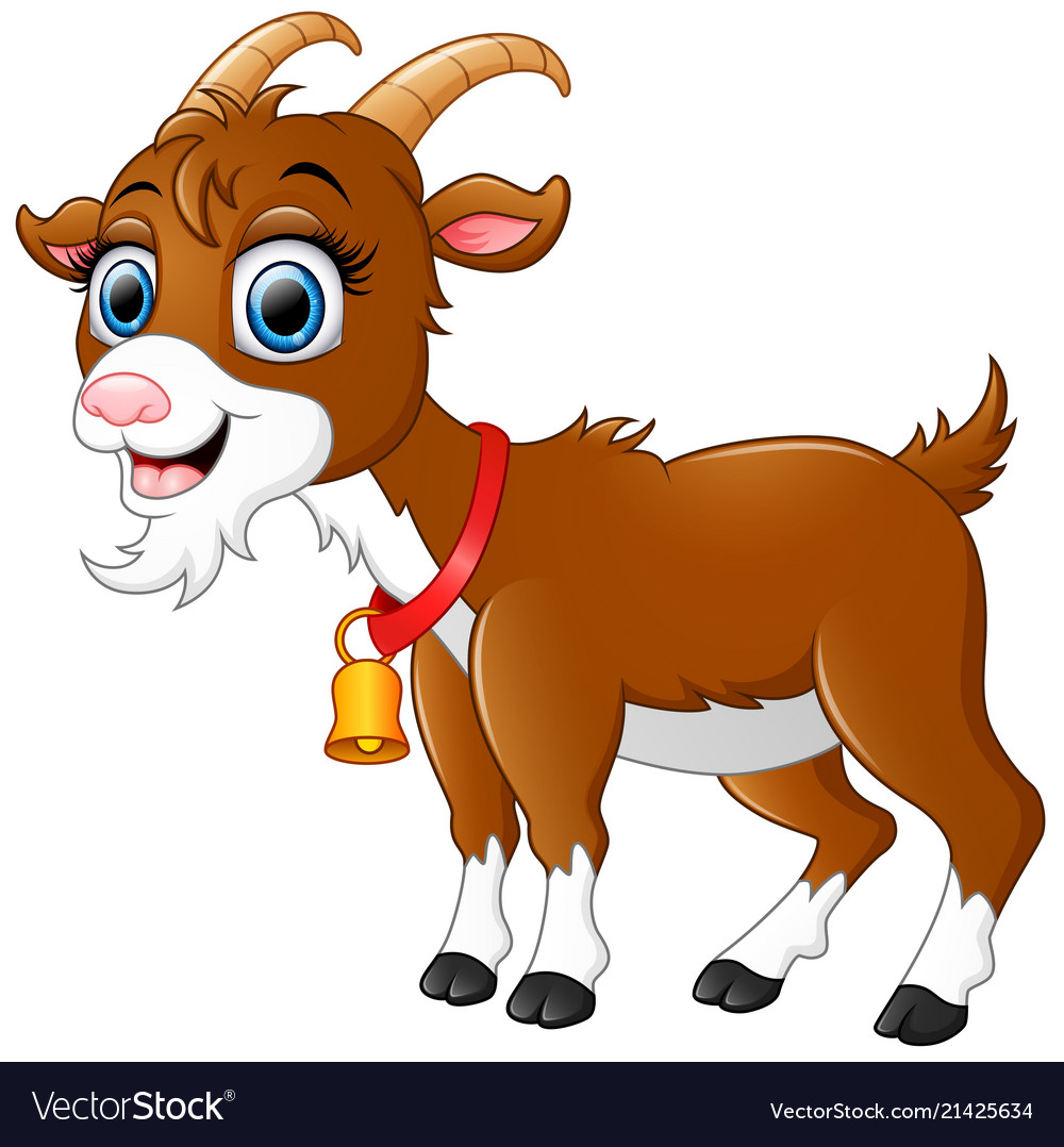 Cute brown goat cartoon Royalty Free Vector Image