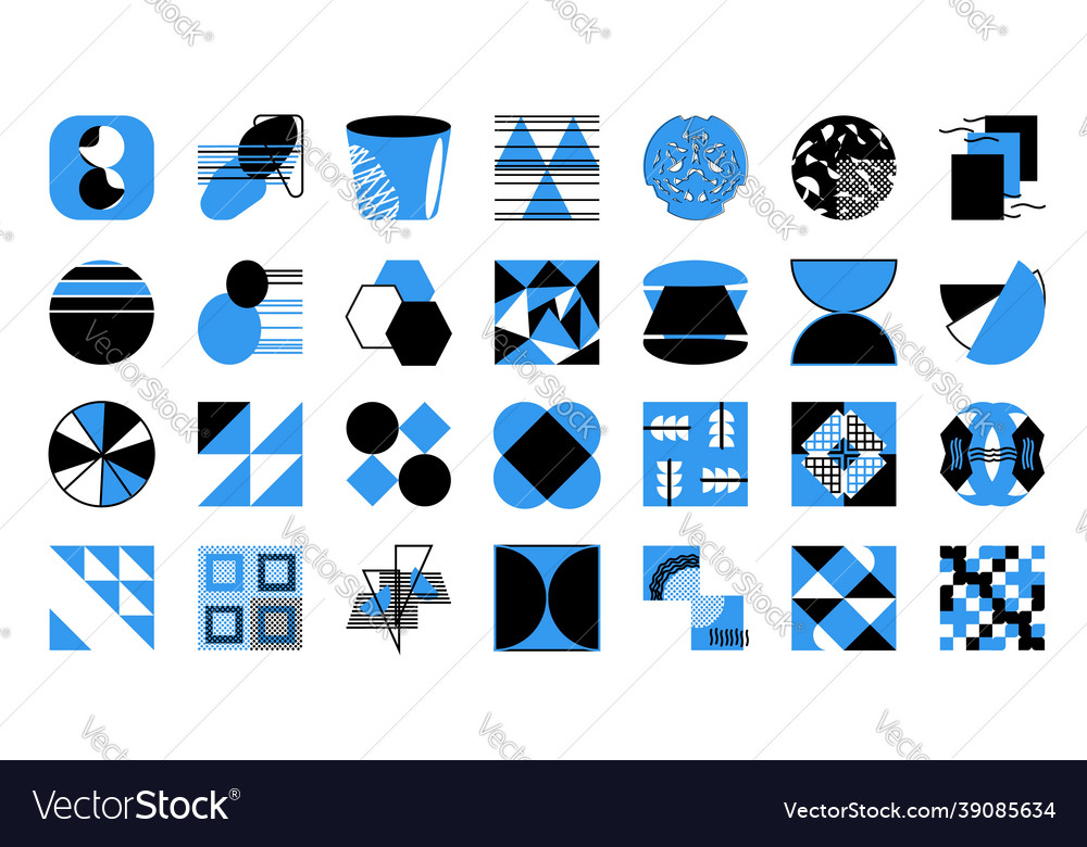 Design shapes pattern set geometric abstract vector image Design shapes pattern set geometric abstract
