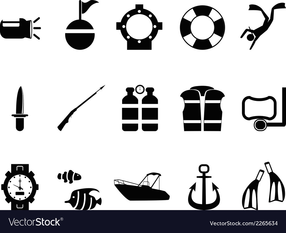 Diving Icon Set - Black & White