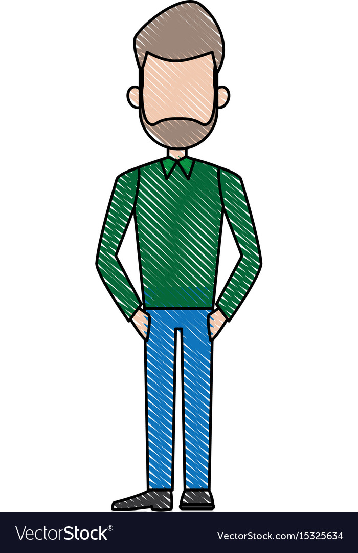 Drawing cartoon man standing character male Vector Image