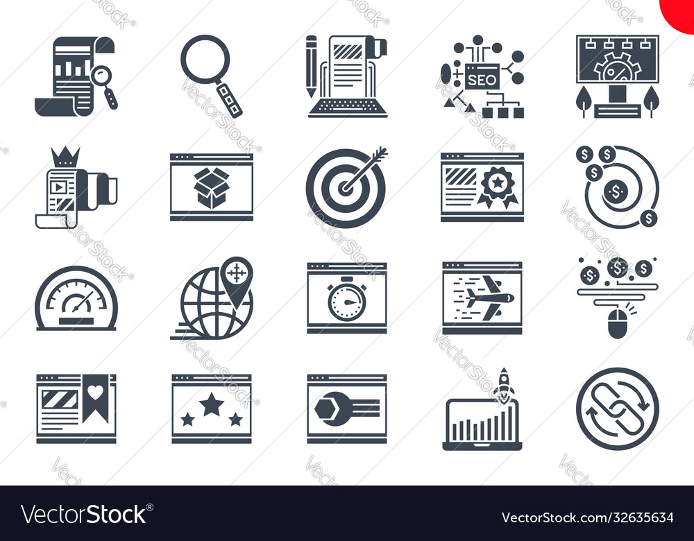 Glyph icons set search engine optimization