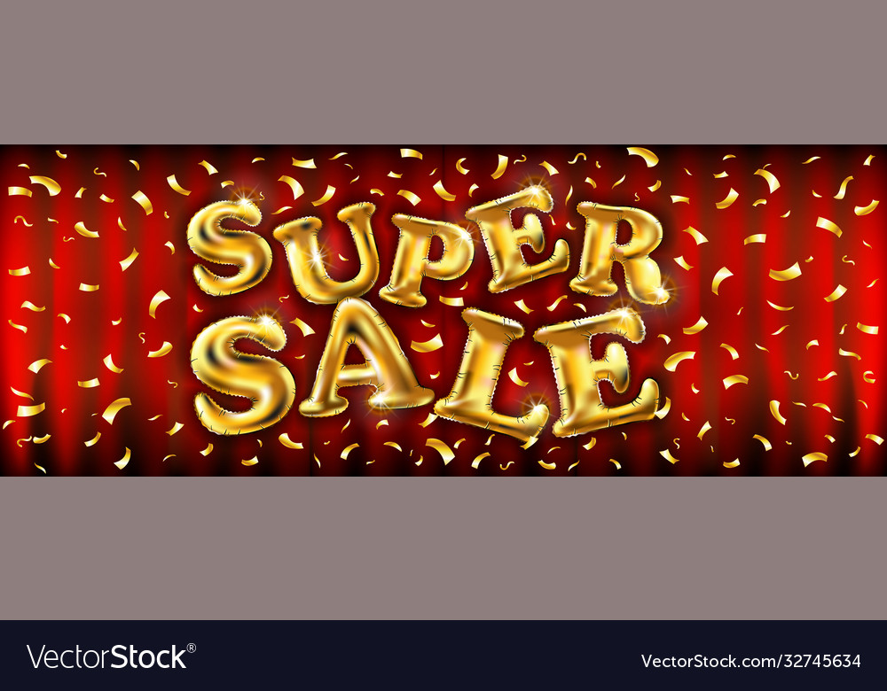 Gold super sale balloons for store banners vector image Gold super sale balloons for store banners