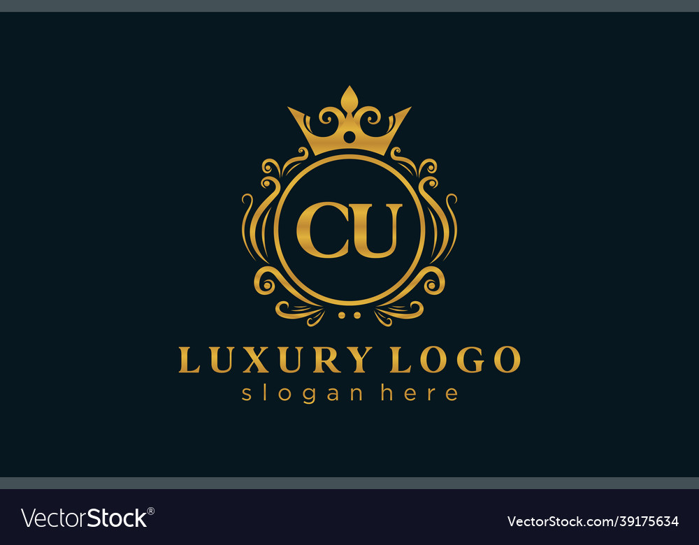 Initial cu letter royal luxury logo template Vector Image