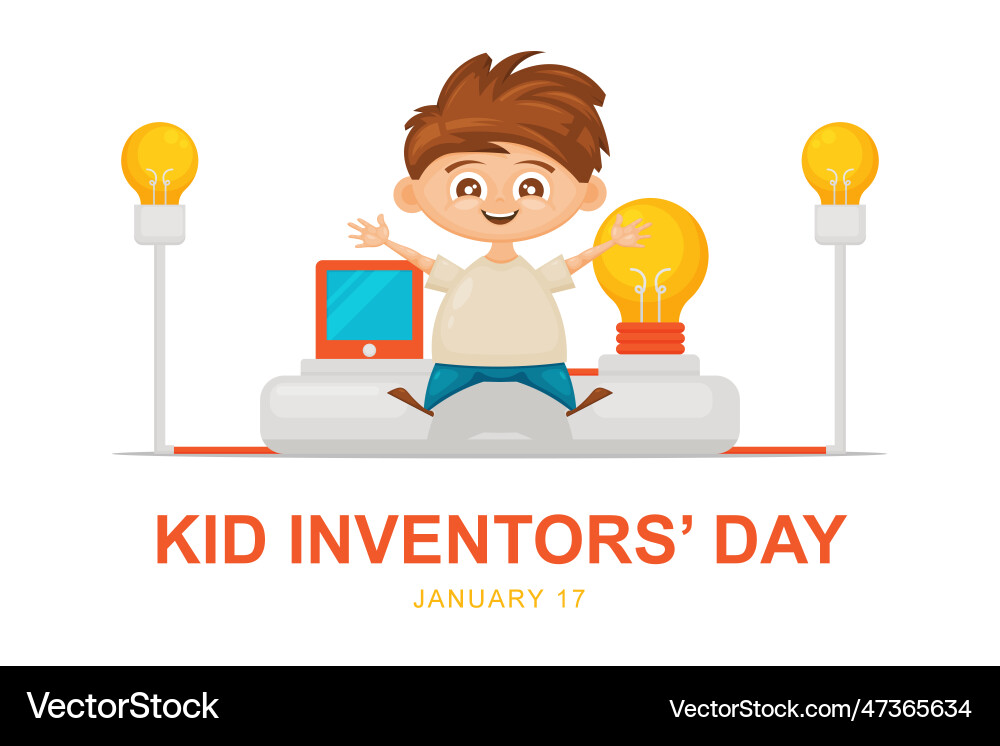 Kid inventors day background Royalty Free Vector Image