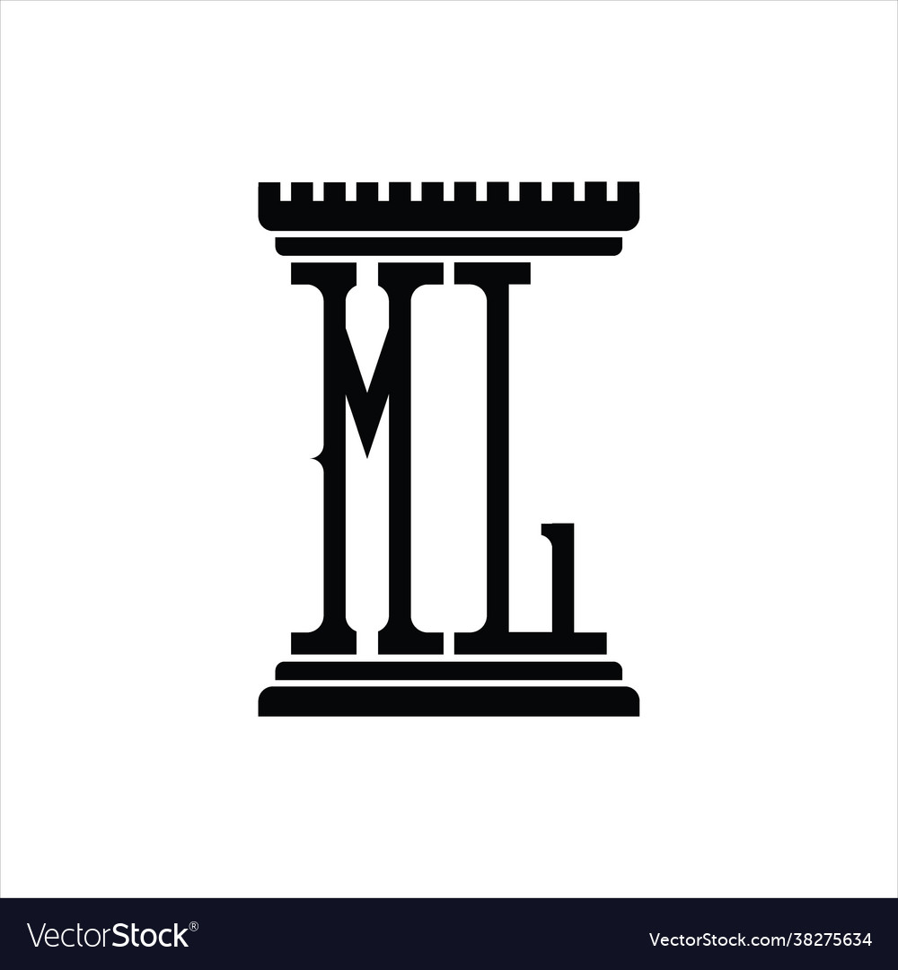 Ml logo monogram with pillar shape design template