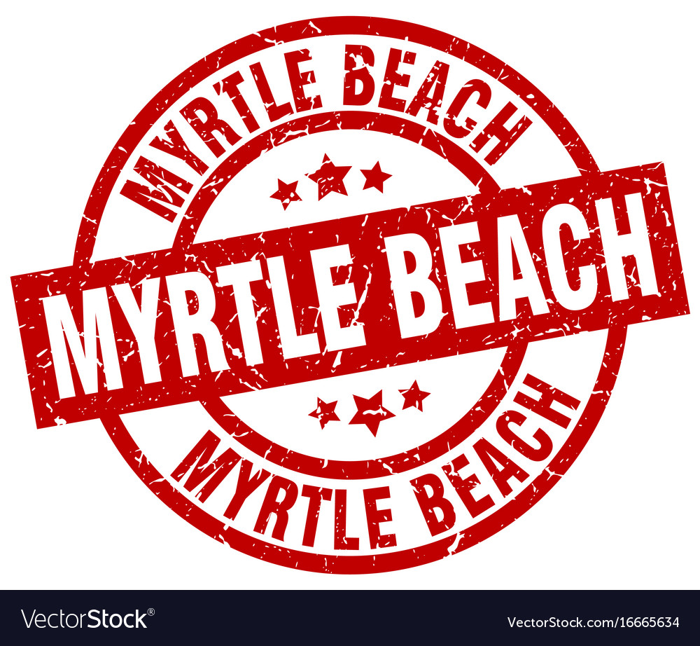 Myrtle beach red round grunge stamp Royalty Free Vector