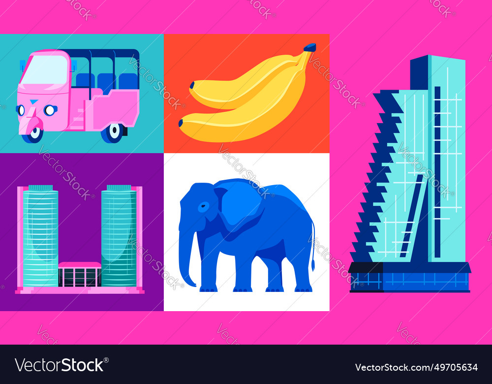 national-features-of-sri-lanka-set-flat-vector-image
