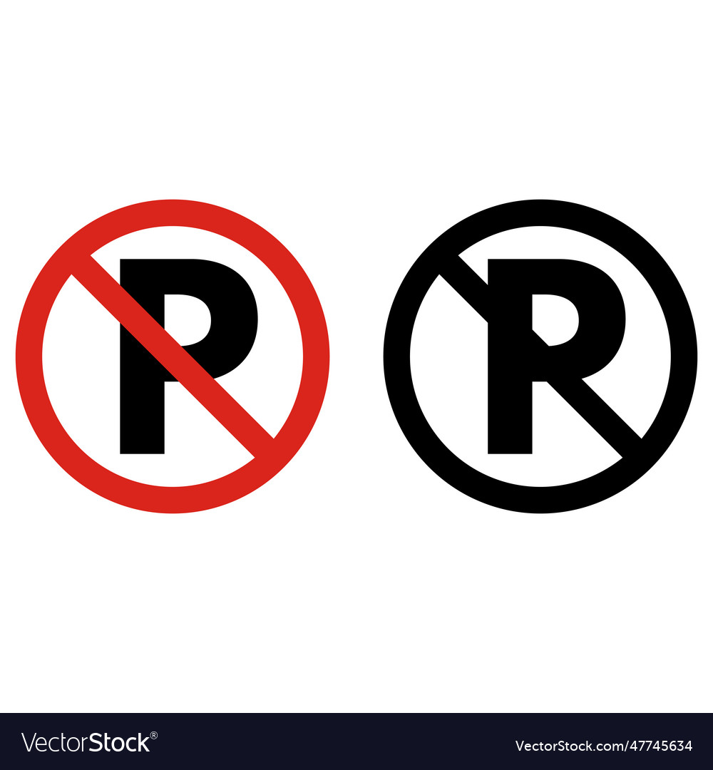No parking sign icon in red and black colors vector image No parking sign icon in red and black colors