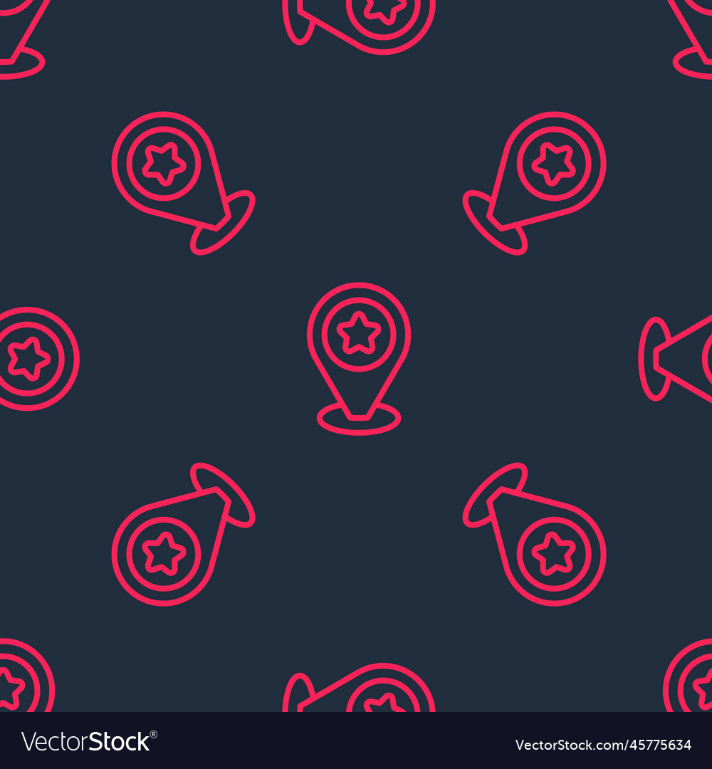 Rote Linie Kartenzeiger mit Sternsymbol isoliert vector image Rote Linie Kartenzeiger mit Sternsymbol isoliert