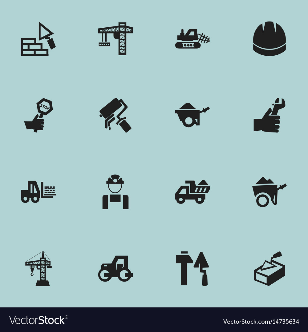 Set of 16 editable building icons includes