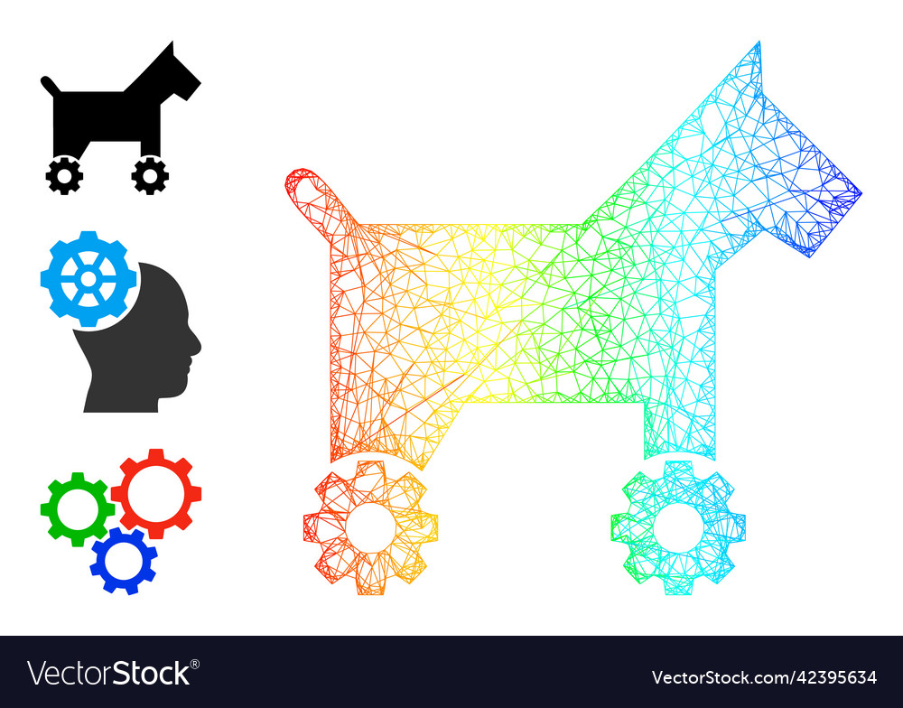 Spectral gradient net mesh robotic dog icon vector image Spectral gradient net mesh robotic dog icon