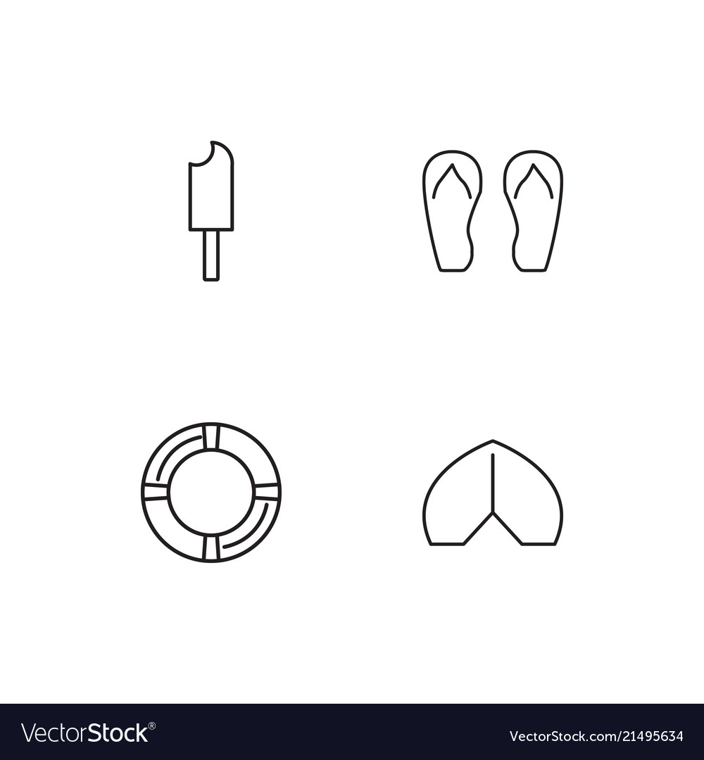 Summer linear icons set simple outline
