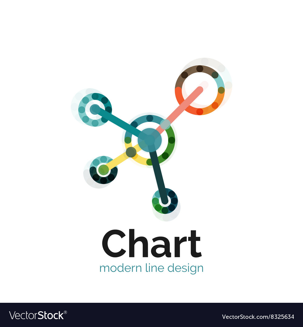 Thin line chart logo design graph icon modern