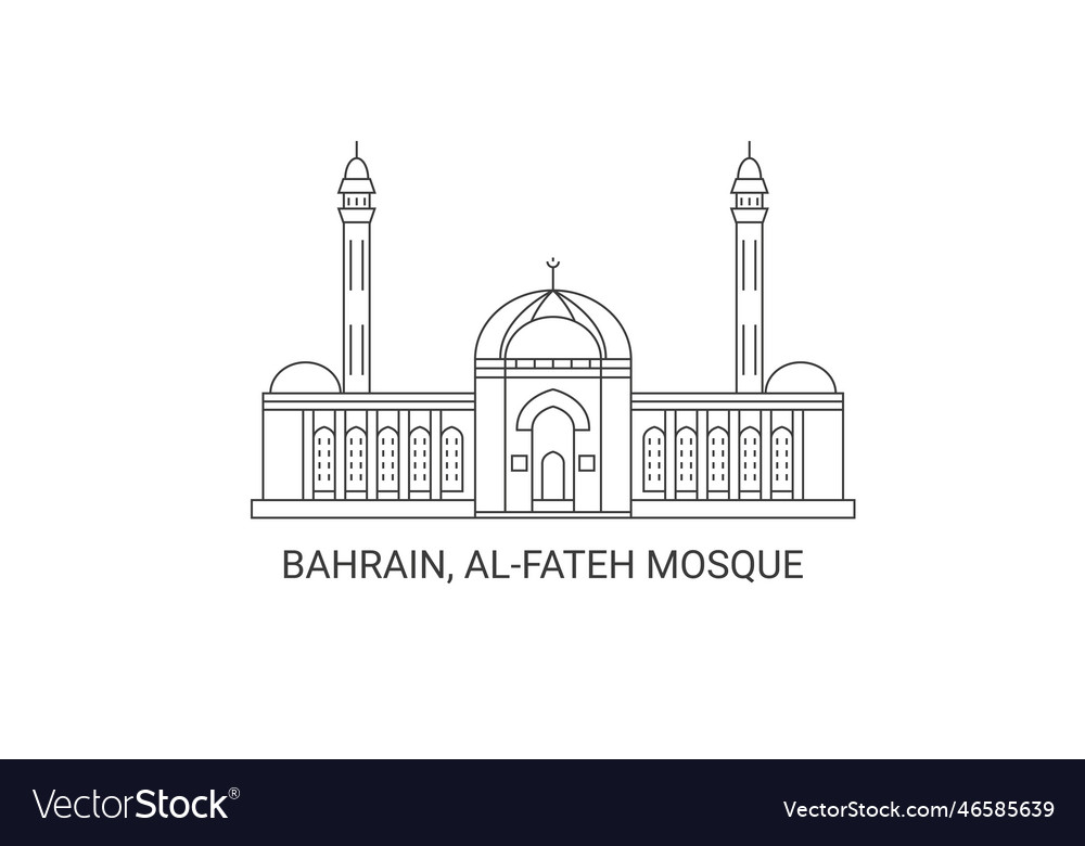 Bahrain alfateh mosque travel landmark Royalty Free Vector