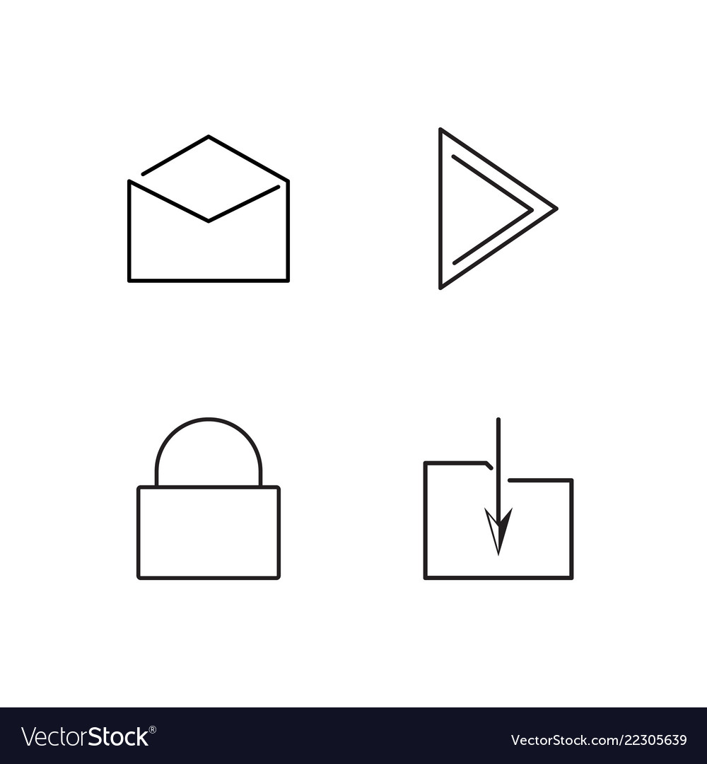 Business simple outlined icons set