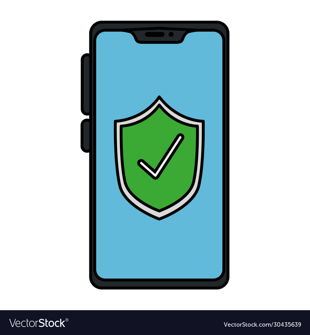 Check mark inside shield smartphone