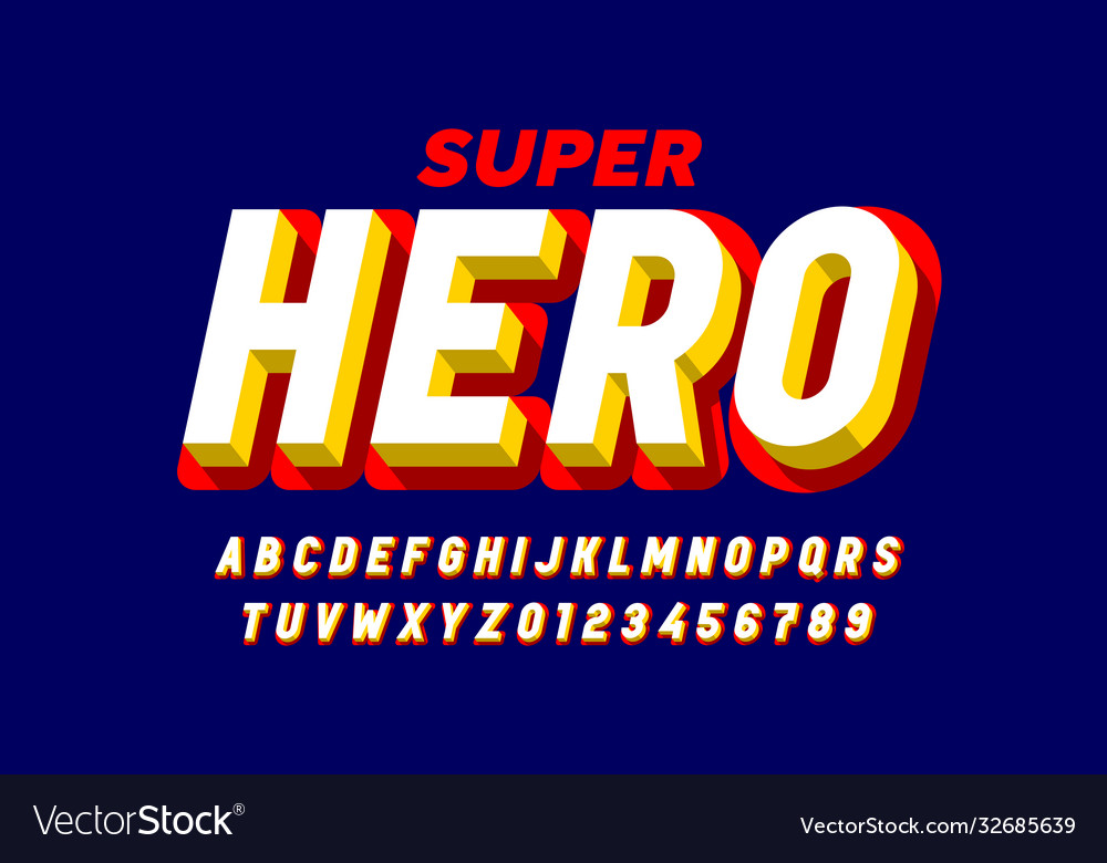 Comics superhero style font alphabet letters and Vector Image