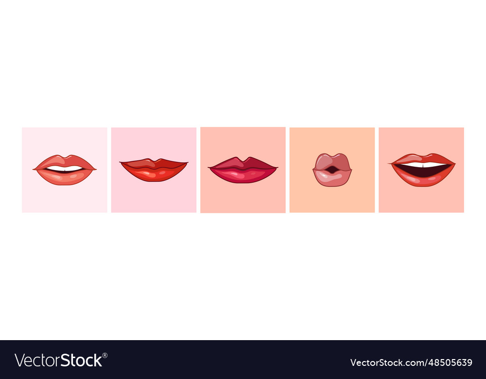 Different woman lips icon of pink and red color