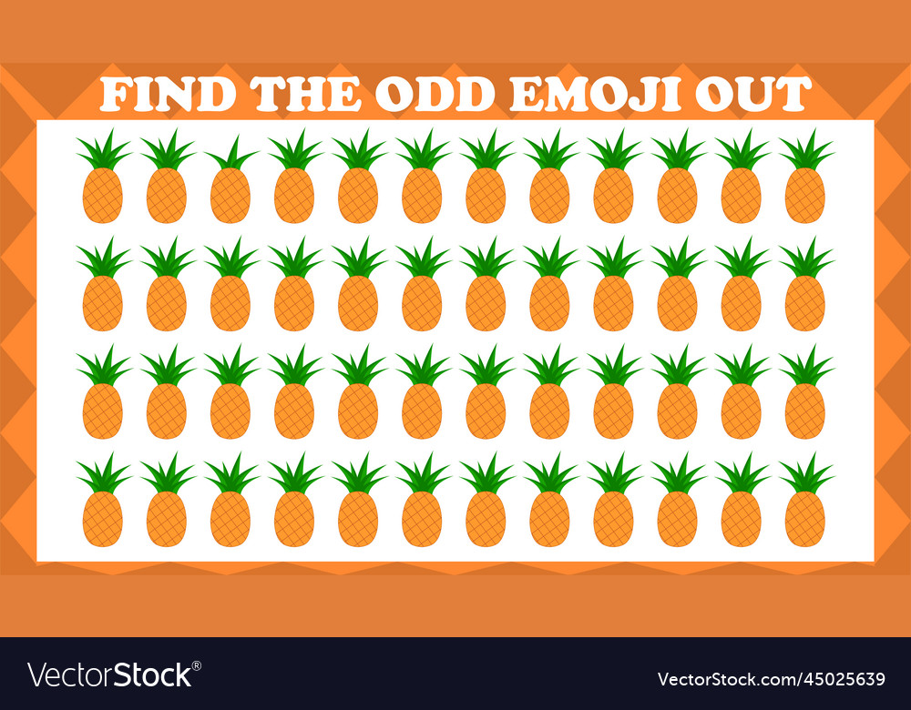 Find the odd emoji out visual logic puzzle game vector image Find the odd emoji out visual logic puzzle game