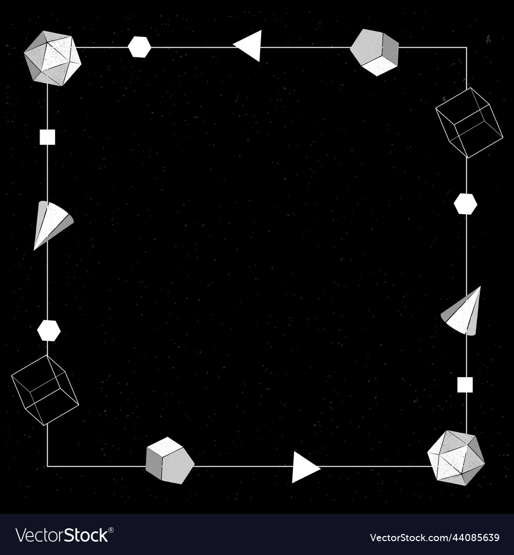 Gray geometric frame on black background
