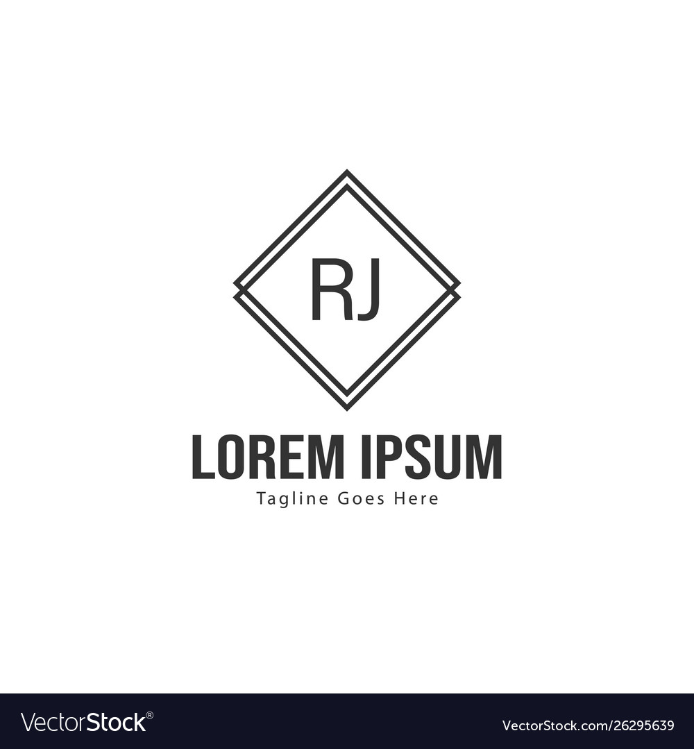 Initial rj logo template with modern frame