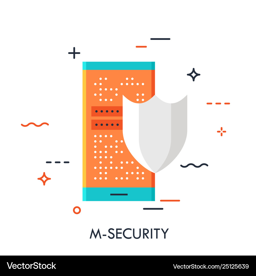 Mobile security flat concept Royalty Free Vector Image