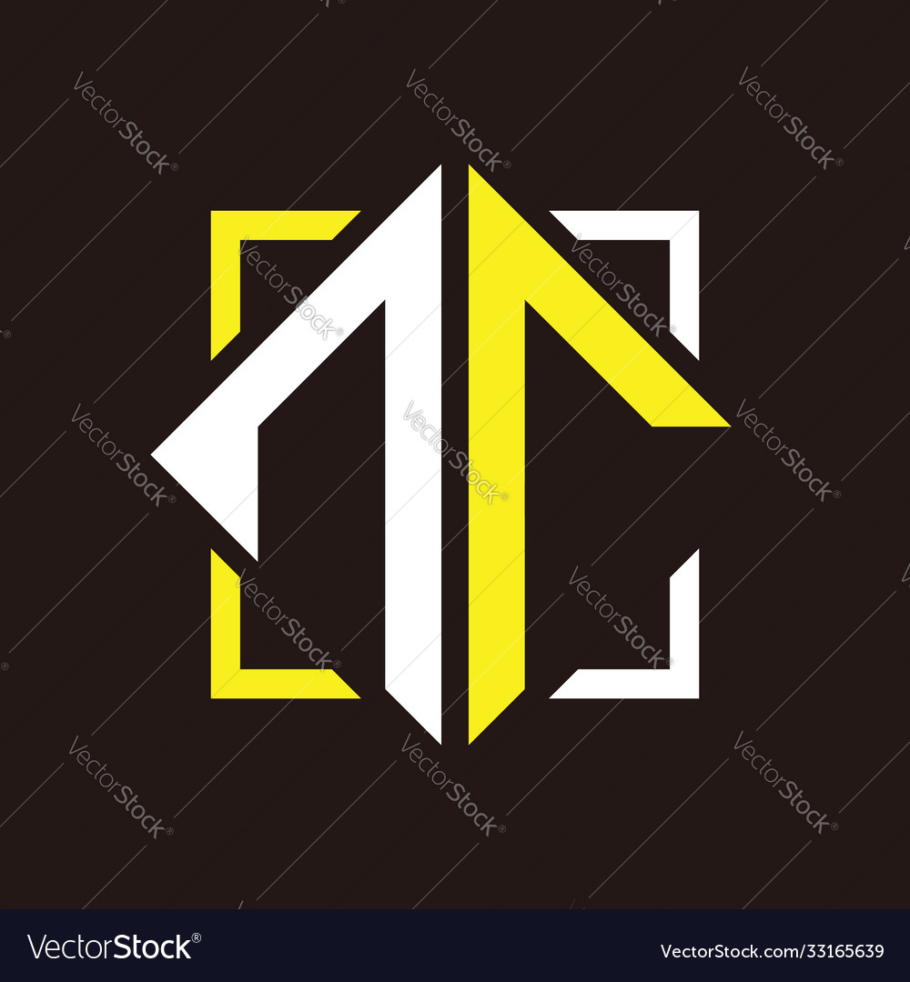 N r initials quadrangle monogram with square