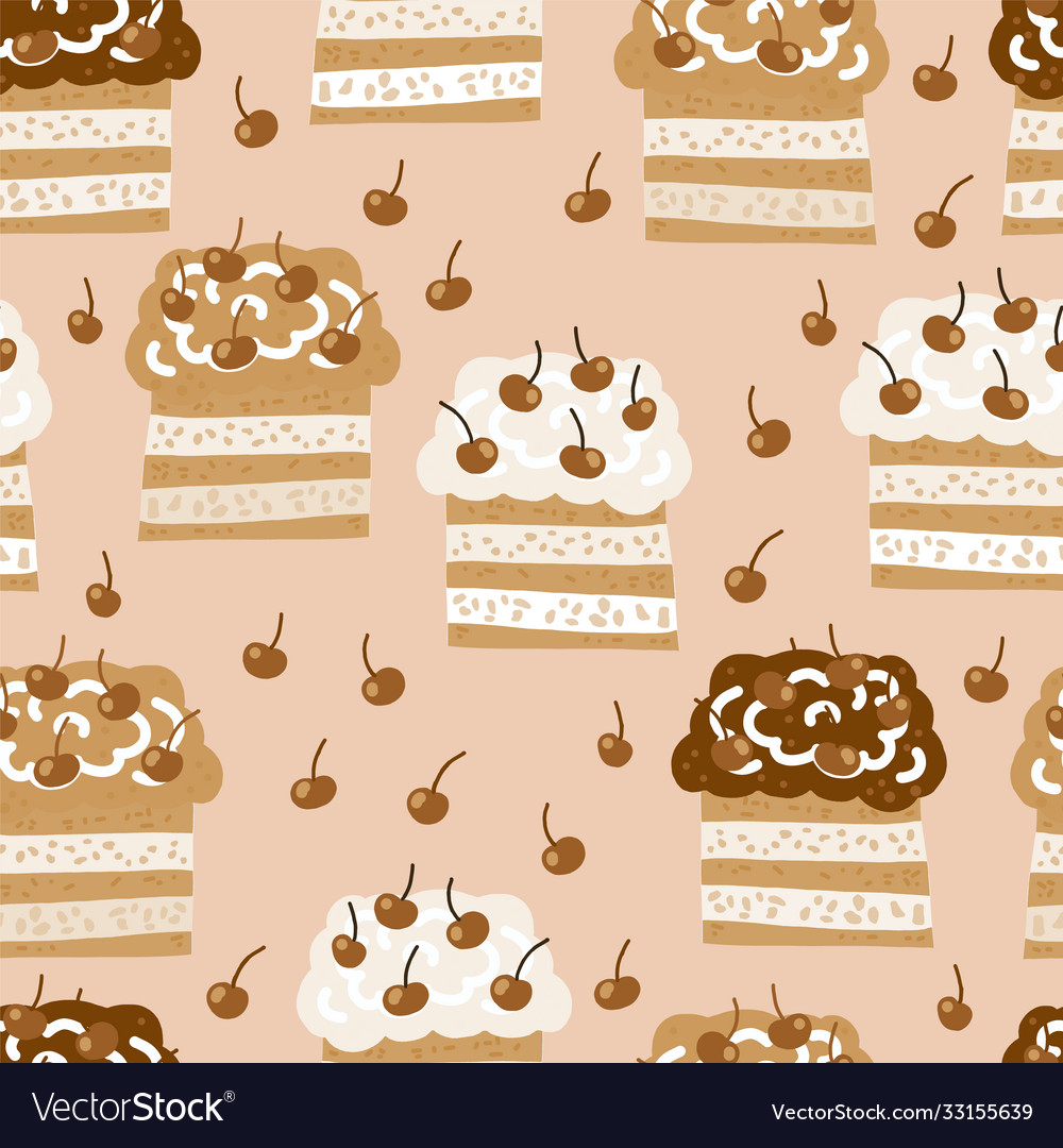 Seamless pattern with cakes vector image Seamless pattern with cakes