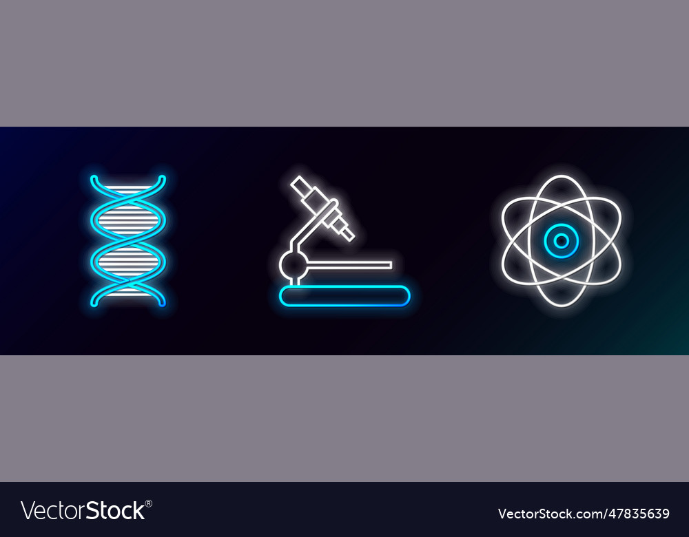 Set line atom dna symbol and microscope icon Vector Image