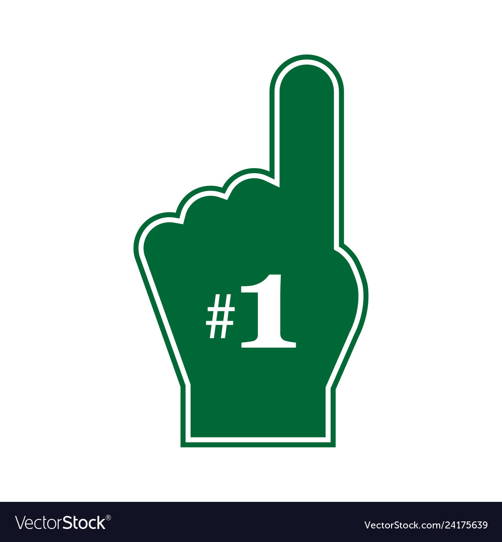 Thumb up number 1 fan number 1 fan green foam Vector Image