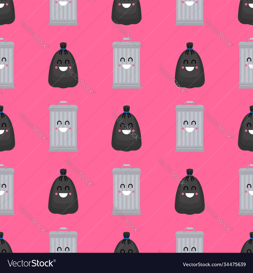 Trashcan and garbage bag pattern seamless trash vector image Trashcan and garbage bag pattern seamless trash