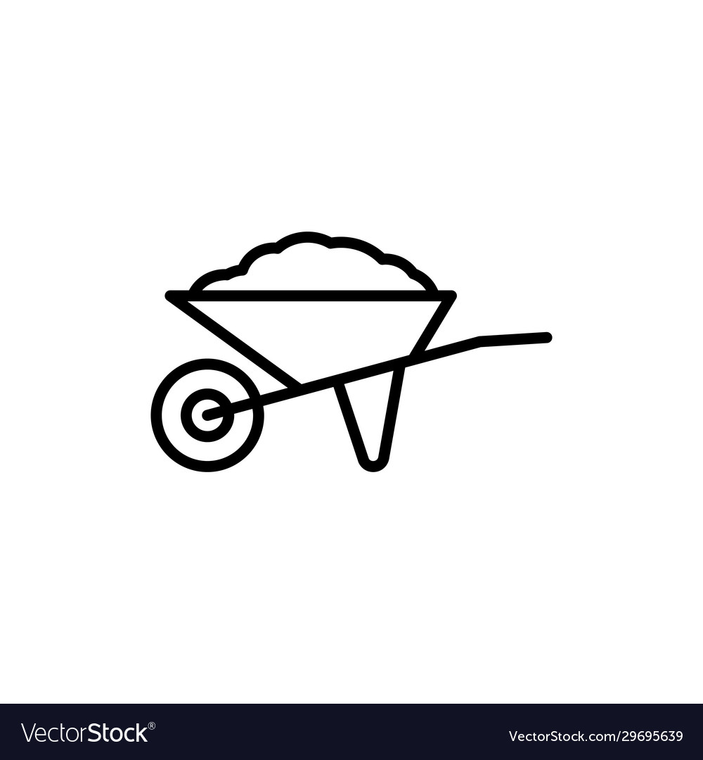 Wheelbarrow-Symbol auf weißem Hintergrund